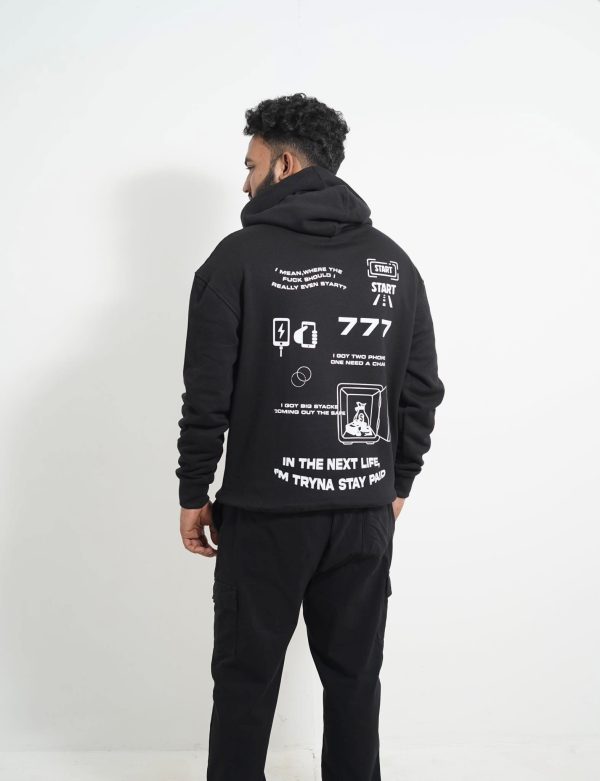 777 Black Printed Hoodie